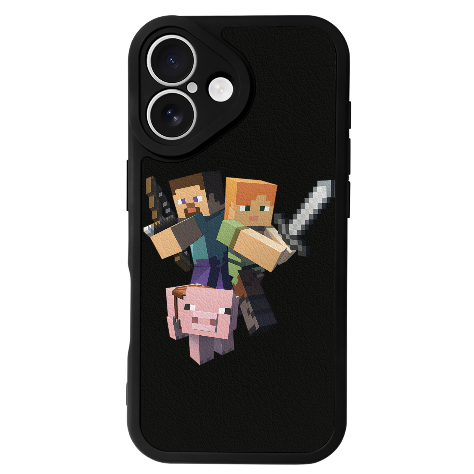 （画像用） マインクラフト ブロックの世界 Minecraft MC Block world 【iPhone 16シリーズ対応】シリコンスマホケース（レザー調） 材質：シリコン